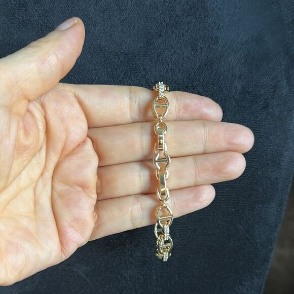 Elegant 14K Gold Plated Zirconia Link Chained Bracelet - Picture 1 of 10